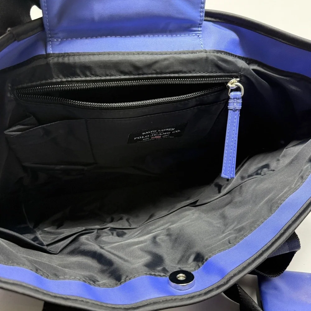Polo Jeans Co Ralph Lauren Tote Bag Blue‎ Logo Webbing Large With Mini Pouch